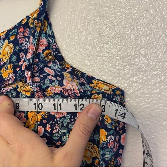 Old Navy micro floral print cotton rayon girls jumpsuit romper shorts L 10-12 - Picture 5 of 11